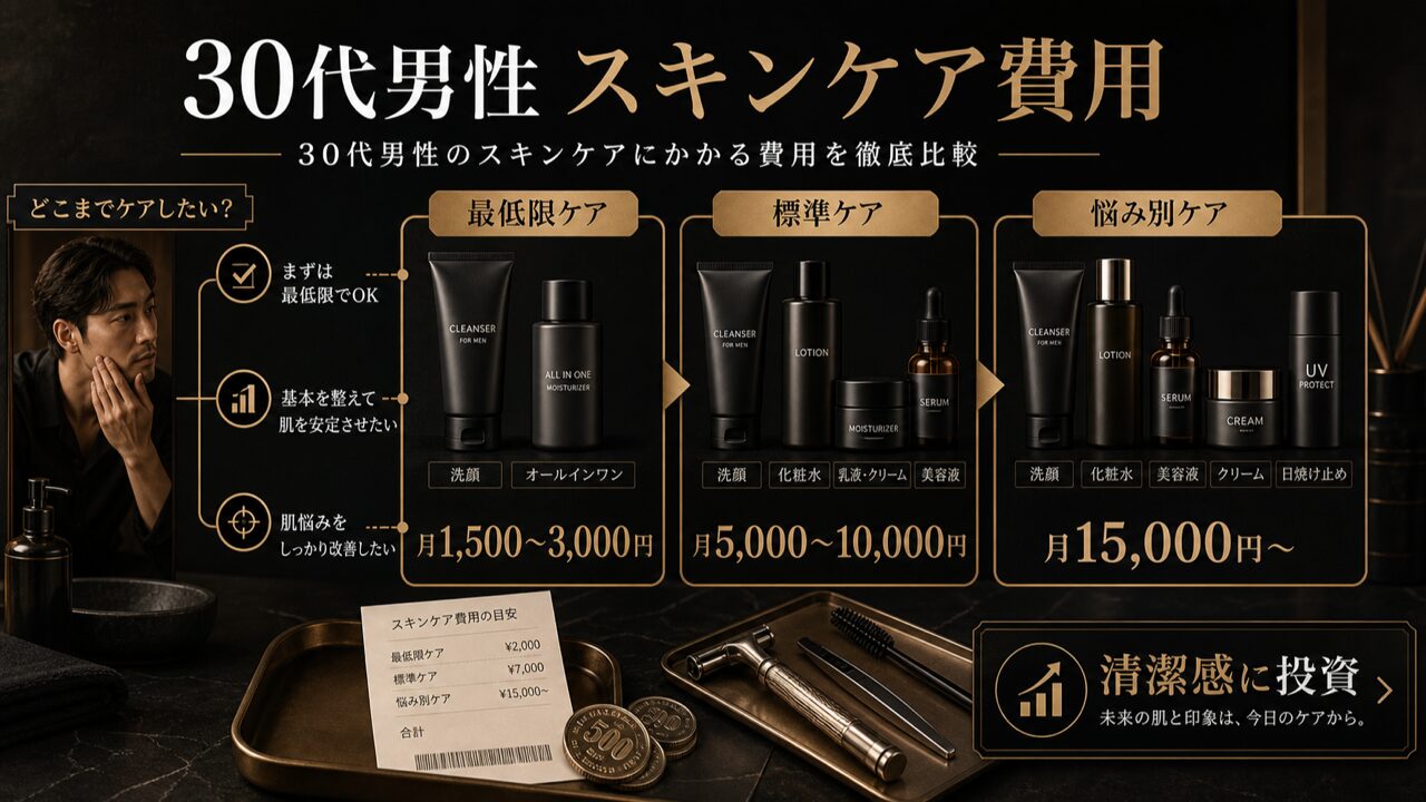 30代男性のスキンケアにかかる費用を徹底比較の図解