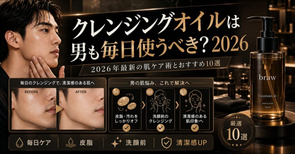 クレンジングオイルは男も毎日使うべき？2026年最新の肌ケア術とおすすめ10選のアイキャッチ