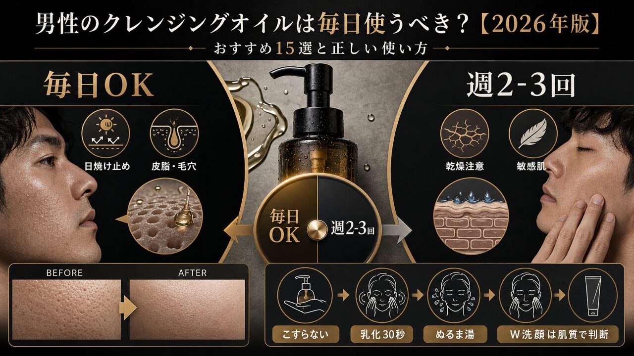 男性のクレンジングオイルは毎日使うべの要点図解