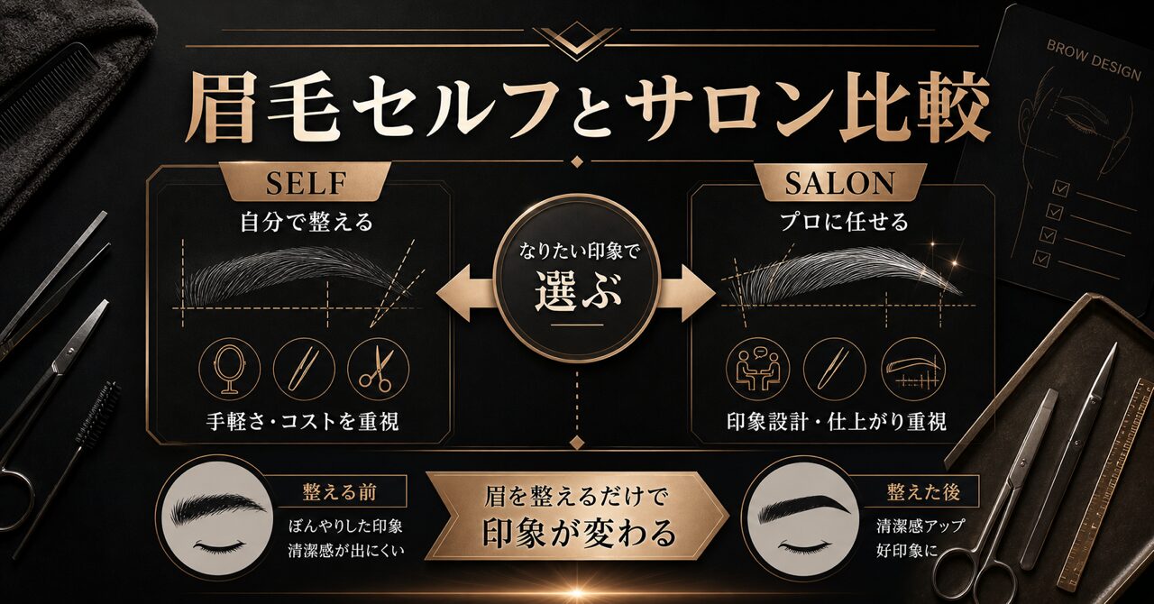 メンズ眉毛はセルフ vs サロンどっちが正解?9割が知らない印象戦略の結論のアイキャッチ