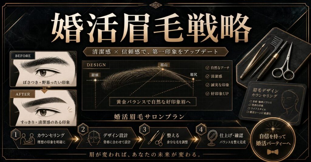 婚活パーティー前日は眉毛サロンへ｜男性の印象を変える渋谷の整え方のアイキャッチ