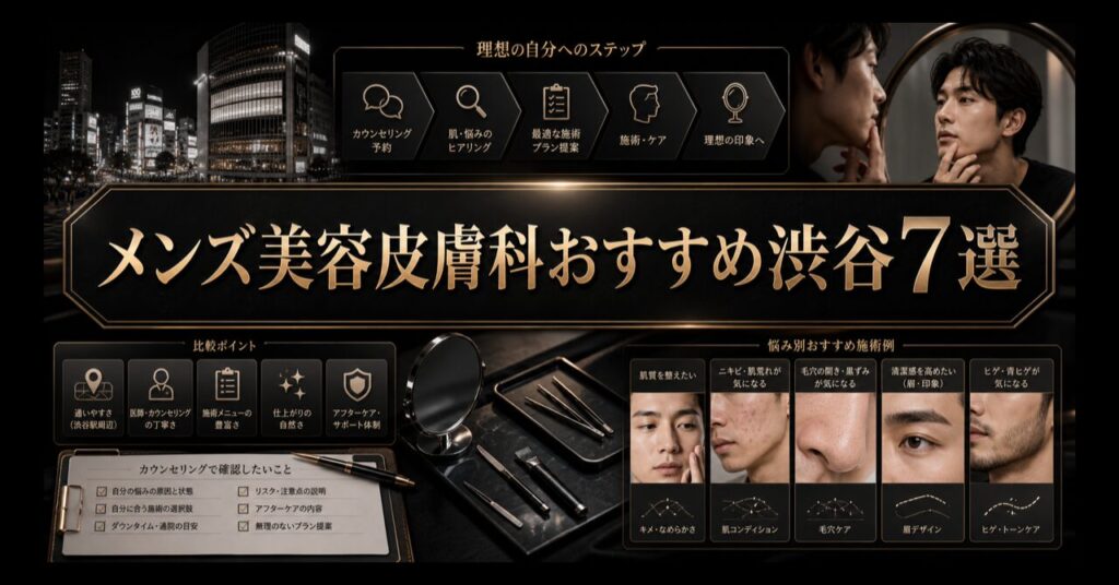 メンズ美容皮膚科おすすめ渋谷7選｜料金・口コミ・効果を徹底比較【2026年最新】のアイキャッチ