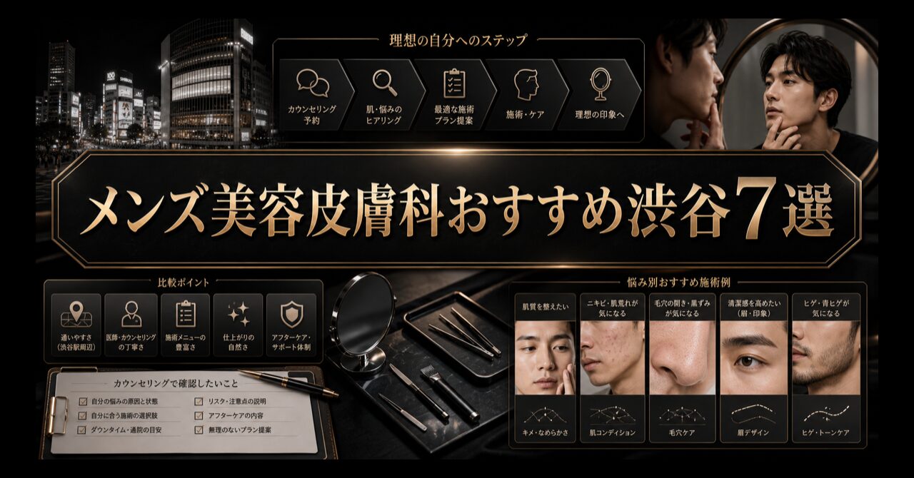 メンズ美容皮膚科おすすめ渋谷7選｜料金・口コミ・効果を徹底比較【2026年最新】のアイキャッチ