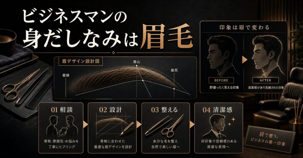 ビジネスマンの身だしなみは眉毛で決まる｜印象を変える整え方とサロン活用術のアイキャッチ