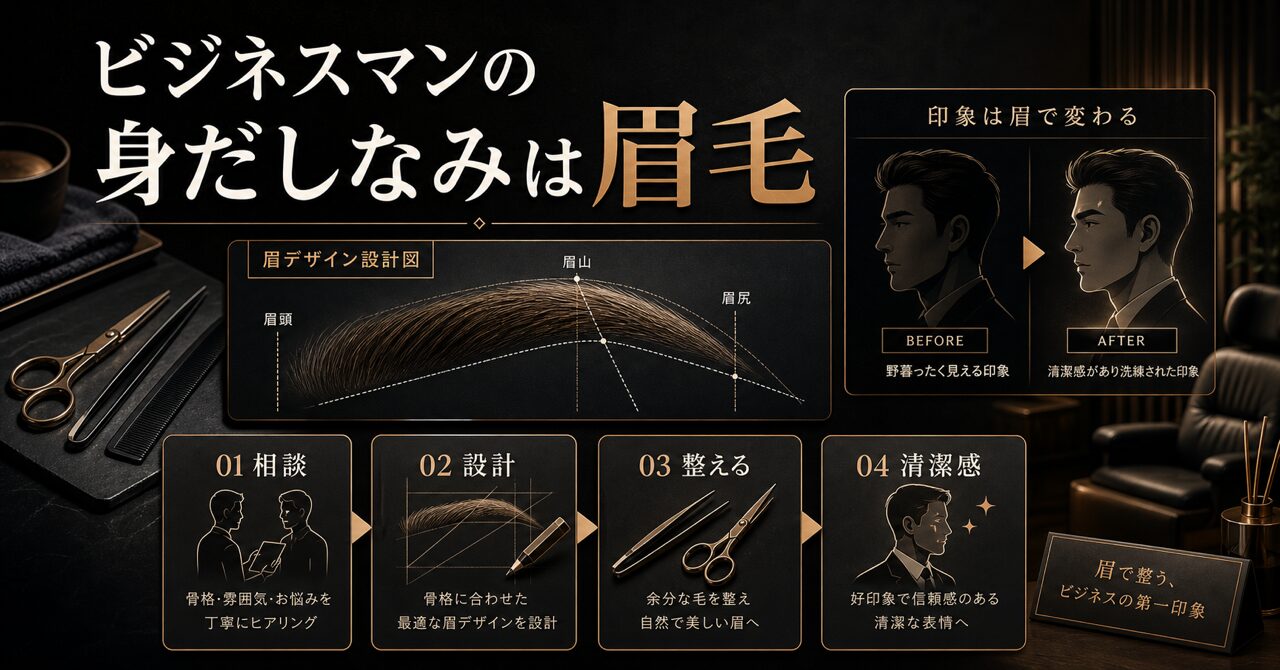 ビジネスマンの身だしなみは眉毛で決まる｜印象を変える整え方とサロン活用術のアイキャッチ