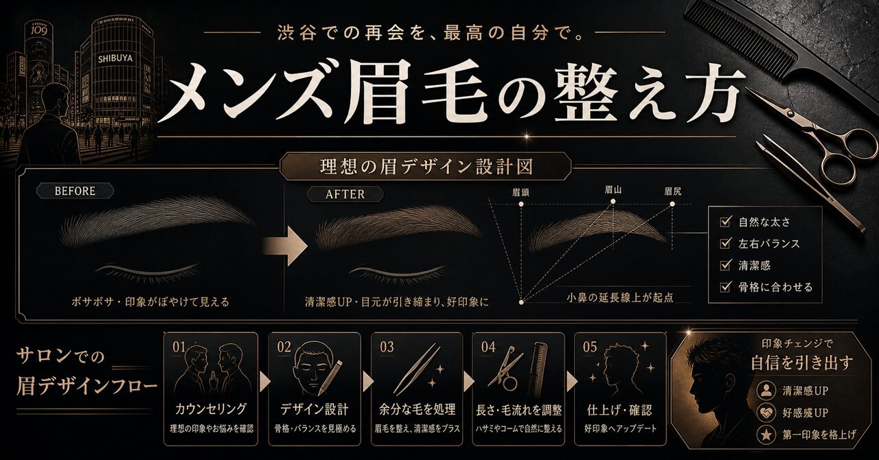同窓会前のメンズ眉毛サロン完全ガイド|渋谷で印象を変える整え方と料金相場のアイキャッチ