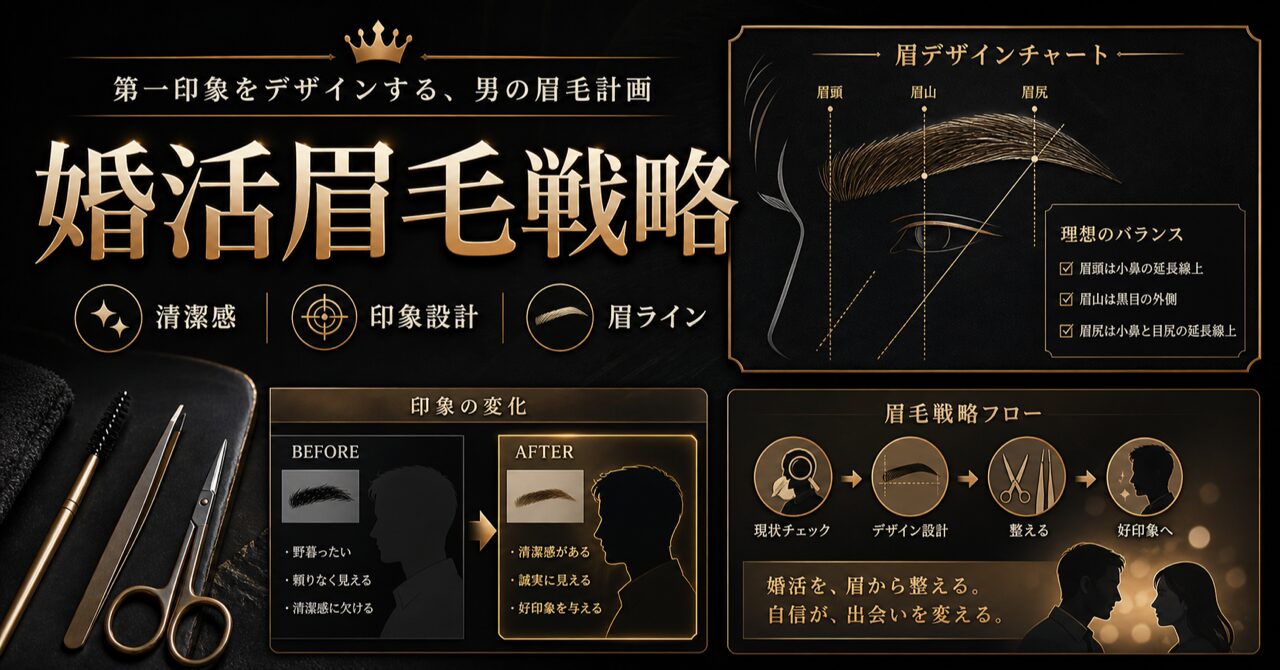 婚活メンズ眉毛サロン完全ガイド|第一印象で差がつく眉毛の整え方のアイキャッチ
