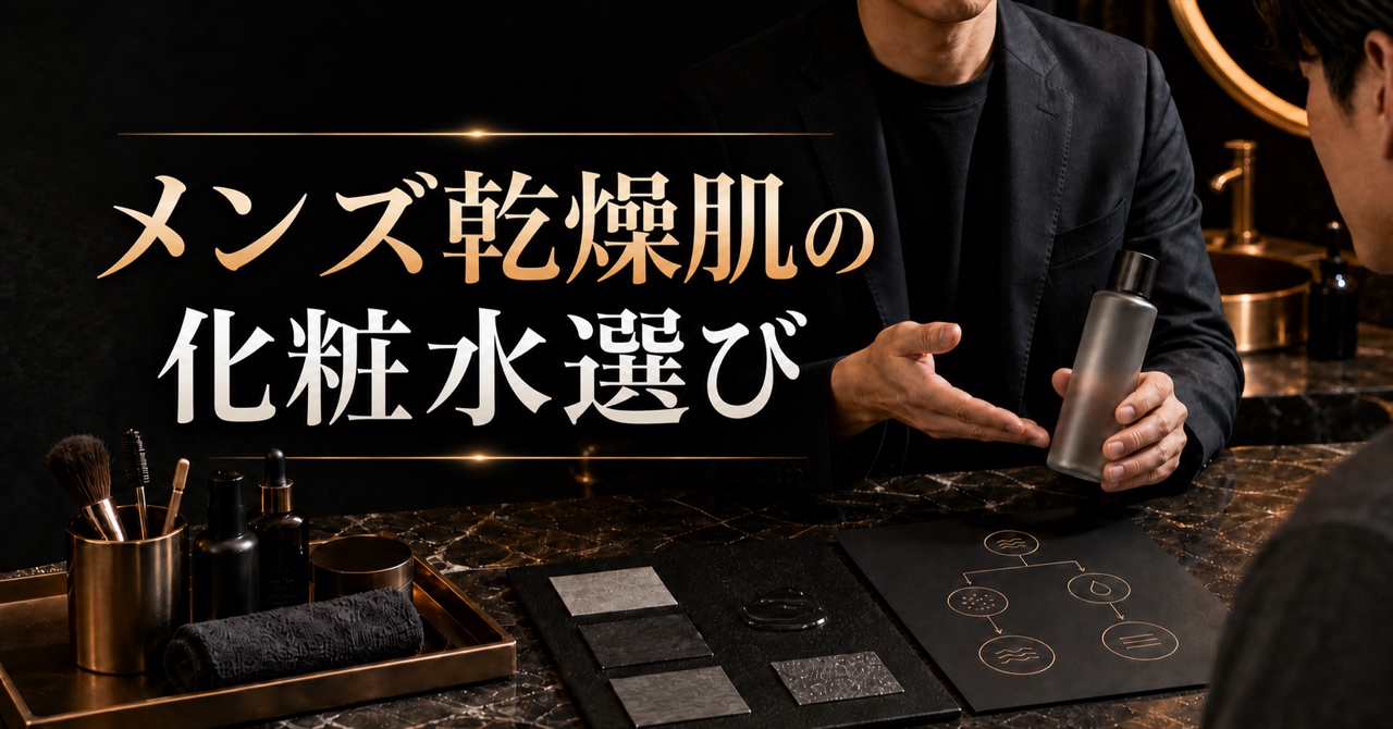 【2026年版】メンズ乾燥肌向け化粧水の選び方｜渋谷のプロが教える最強保湿スキンケアのアイキャッチ