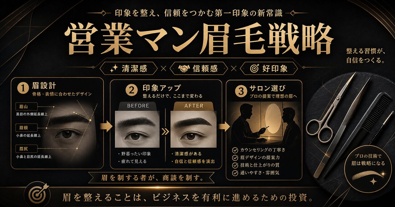 営業マンの身だしなみは眉毛で決まる!契約率を上げるメンズ眉毛サロンの選び方のアイキャッチ