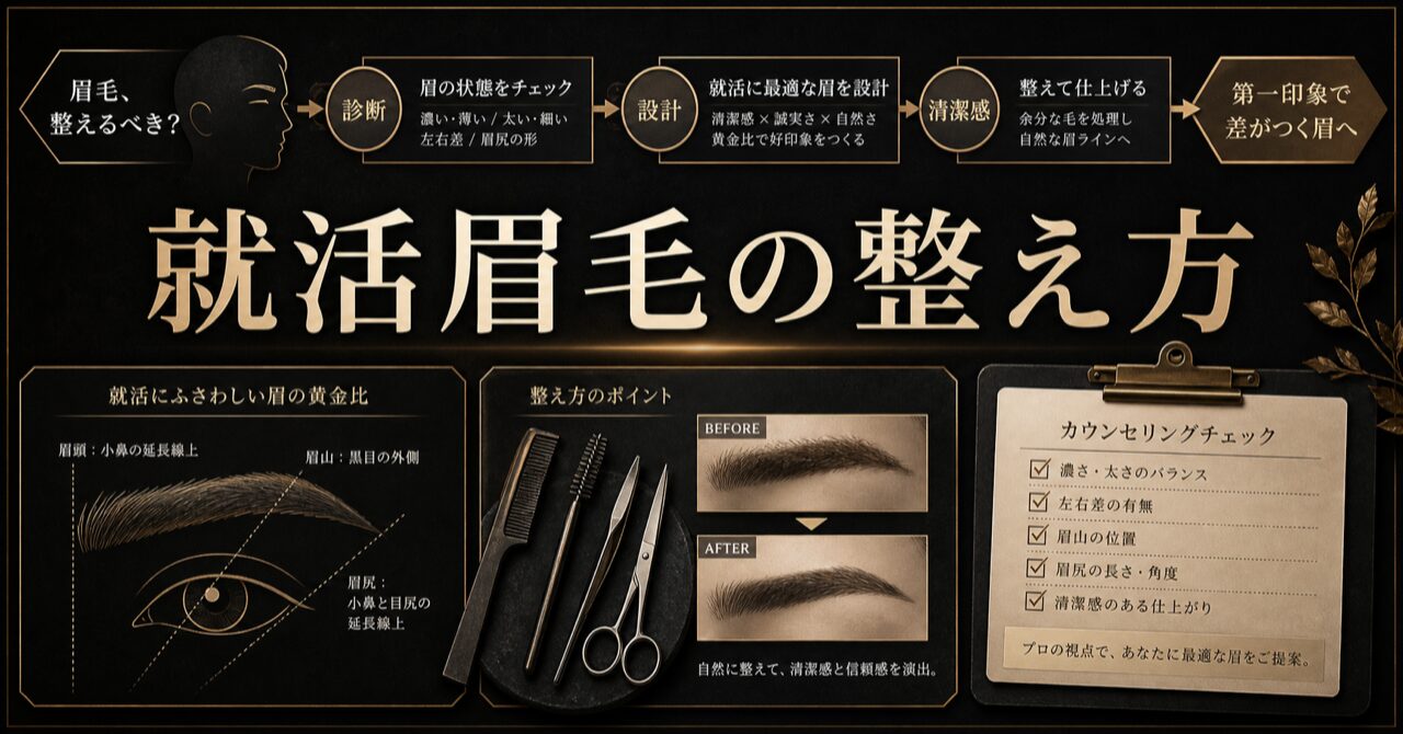 就活写真で男性の眉毛は整えるべき？第一印象で圧勝する整え方と渋谷のおすすめサロンのアイキャッチ