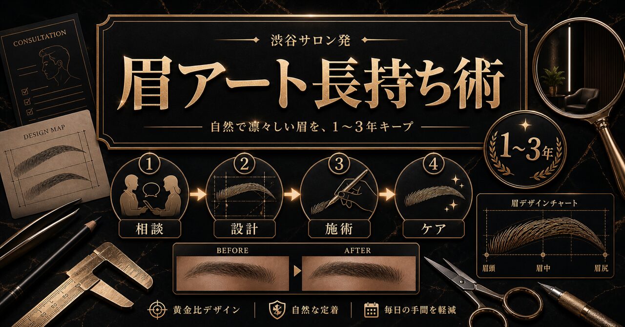メンズ眉毛アートメイクの持ちは平均1~3年!持続期間を最大化する秘訣と渋谷の人気サロンを徹底解説のアイキャッチ