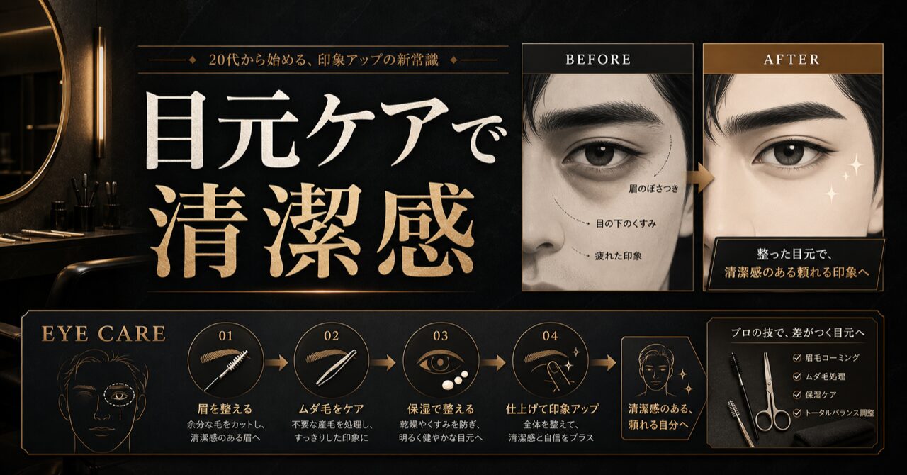 【20代メンズの必要性】アイケアで清潔感は作れる。デキる男の目元ケア戦略のアイキャッチ